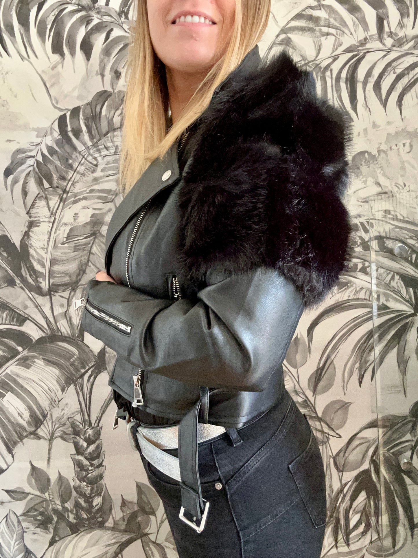 Veste en simili cuir noir