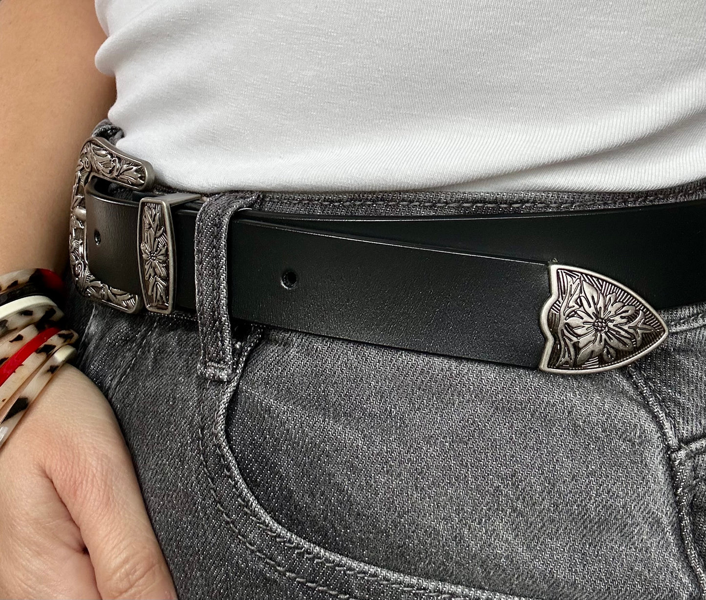 Ceinture en cuir noir