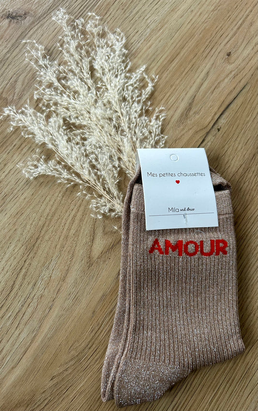 Chaussettes pailletées AMOUR