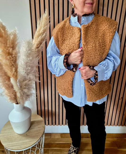 Gilet sans manches moumoute