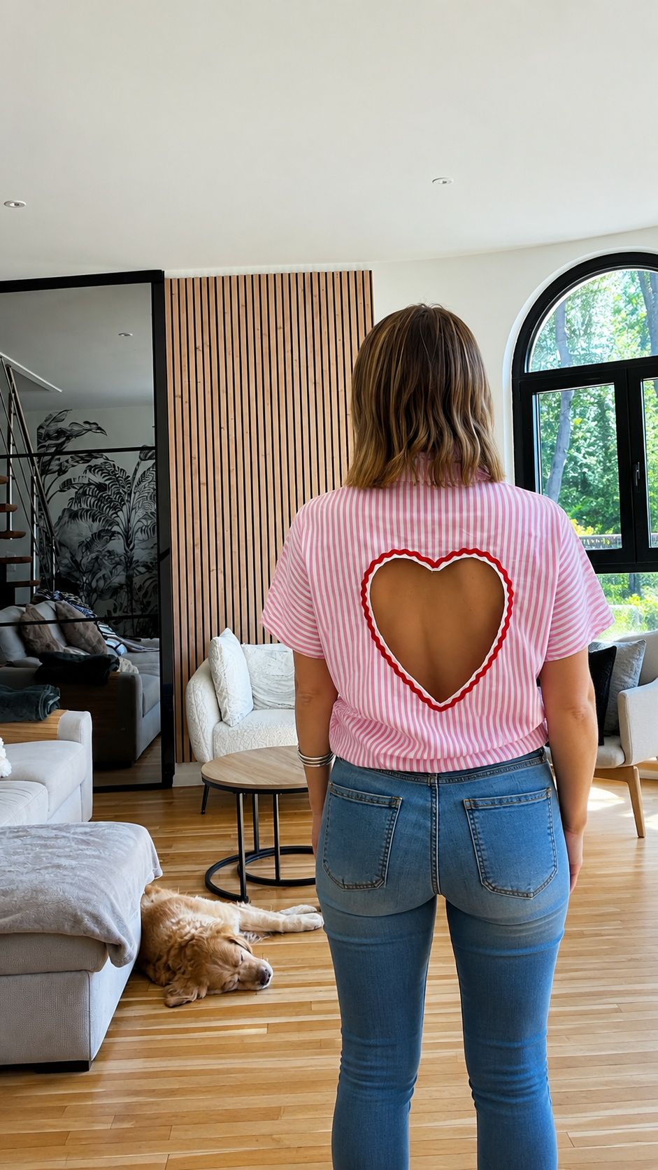 Chemise coeur rose