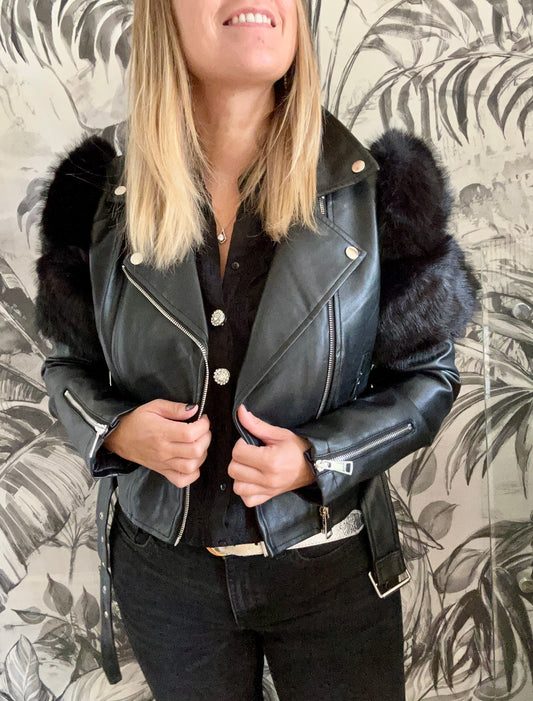 Veste en simili cuir noir