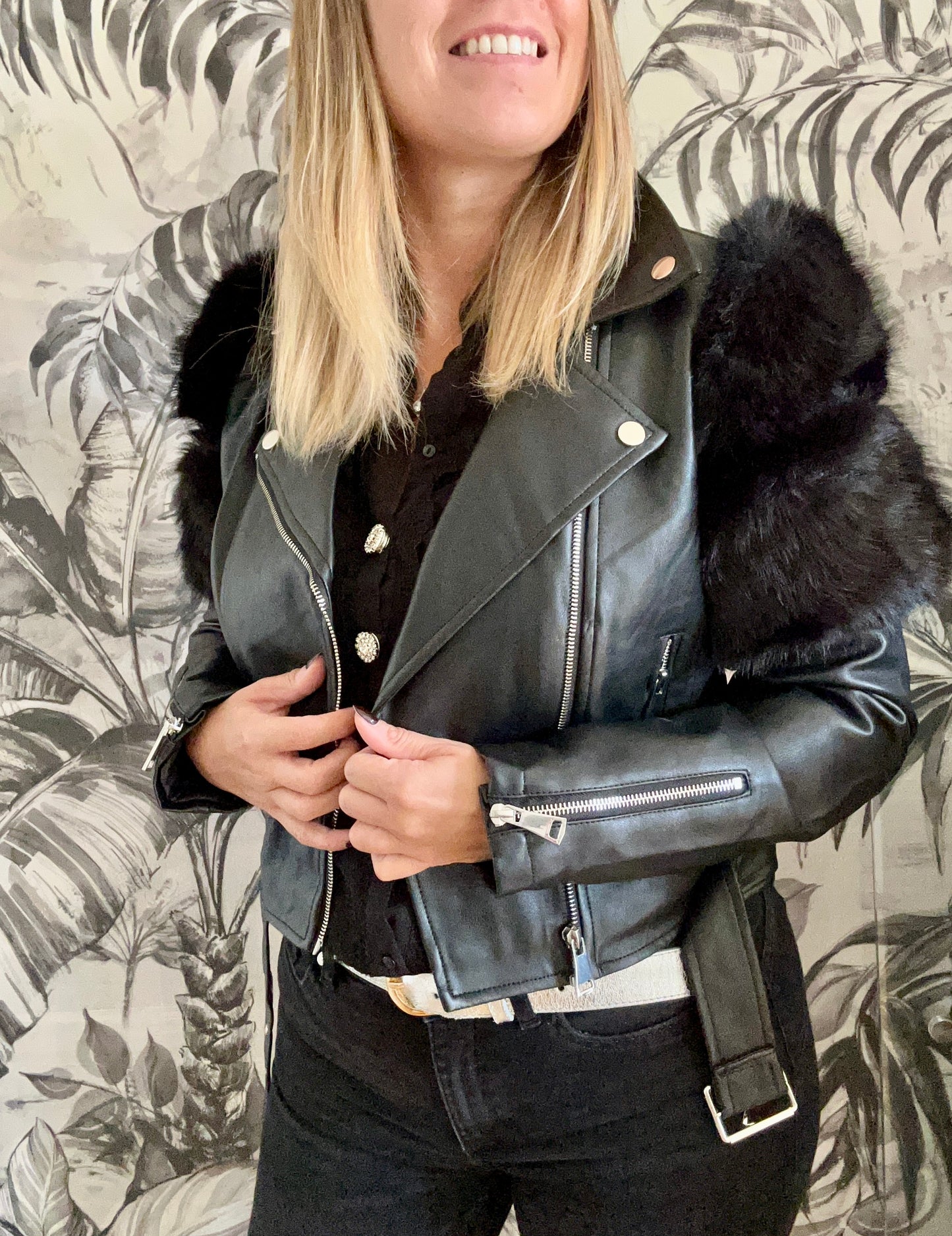 Veste en simili cuir noir