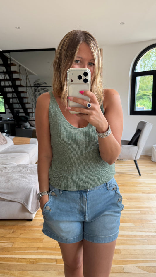 Débardeur strass vert