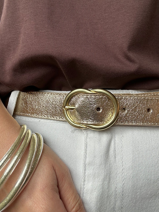 Ceinture en cuir doré