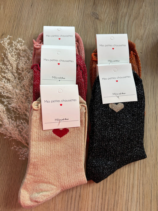 Chaussettes pailletées Coeur