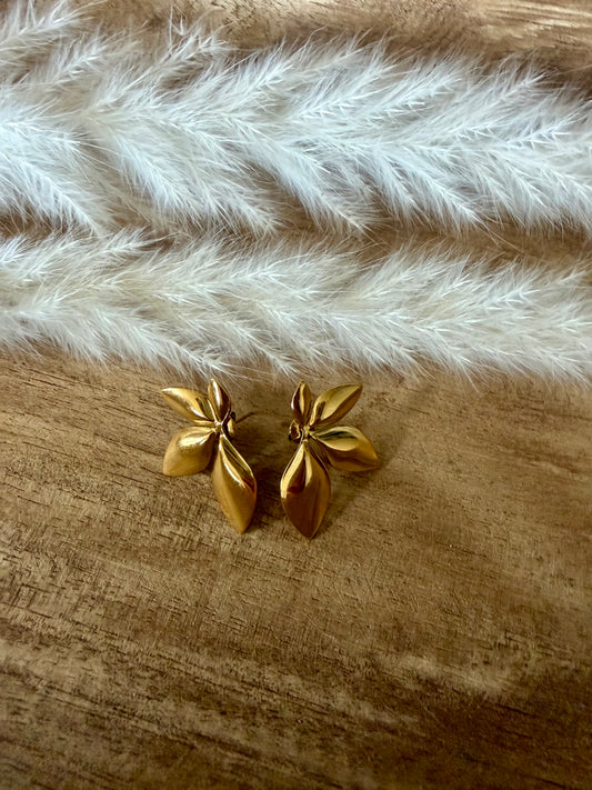 Boucles d'oreilles feuilles dorées