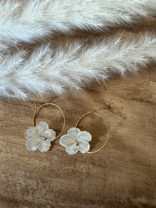 Boucles d'oreilles Fleurs de nacre