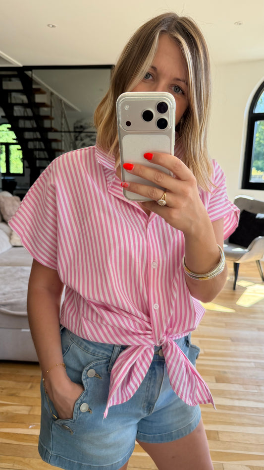 Chemise coeur rose