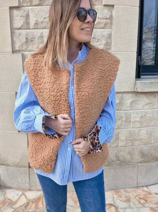 Gilet sans manches moumoute